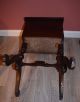 Antique Primitive Sewing Basket Stand & Tray W/ Double Top Wooden Mahogany Other Antique Sewing photo 5