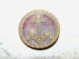 Antique Brass Picture Button Celluloid Background Anchor - 1 Inch photo
