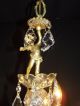 Antique French Pure Golden Brass Crystal Chandelier 3 Lights,  Cherub Chandeliers, Fixtures, Sconces photo 1