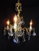 Antique French Pure Golden Brass Crystal Chandelier 3 Lights,  Cherub Chandeliers, Fixtures, Sconces photo 3