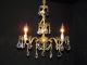 Antique French Pure Golden Brass Crystal Chandelier 3 Lights,  Cherub Chandeliers, Fixtures, Sconces photo 4