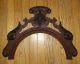 Antique Victorian Crest Carved Arched Oak Wood Vtg Distressed Mirror Pediment Pediments photo 5
