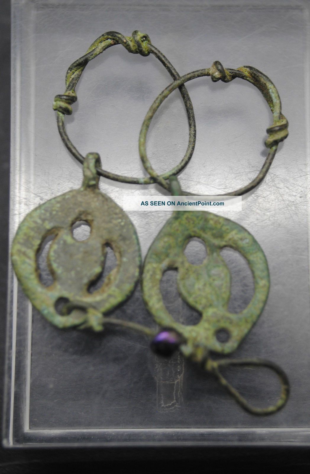 Medieval Decorated Bronze Earrings 12th - 13th Century Ad Other Antiquities photo