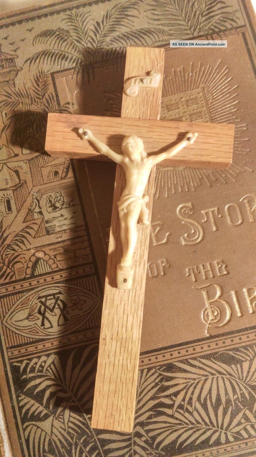 I.  N.  R.  I.  Jesus Cross Vestment Vintage Church Crucifix Holy Inri Wood Vtg Holy Land photo