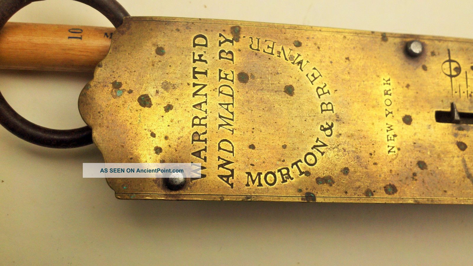 Hook Scale Pre Civil War - Brass Face Antique York Morton & Bremner Scales photo