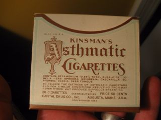1933 Kinsman ' S Asthmatic Cigarettes Box,  Capital Drug Co. photo
