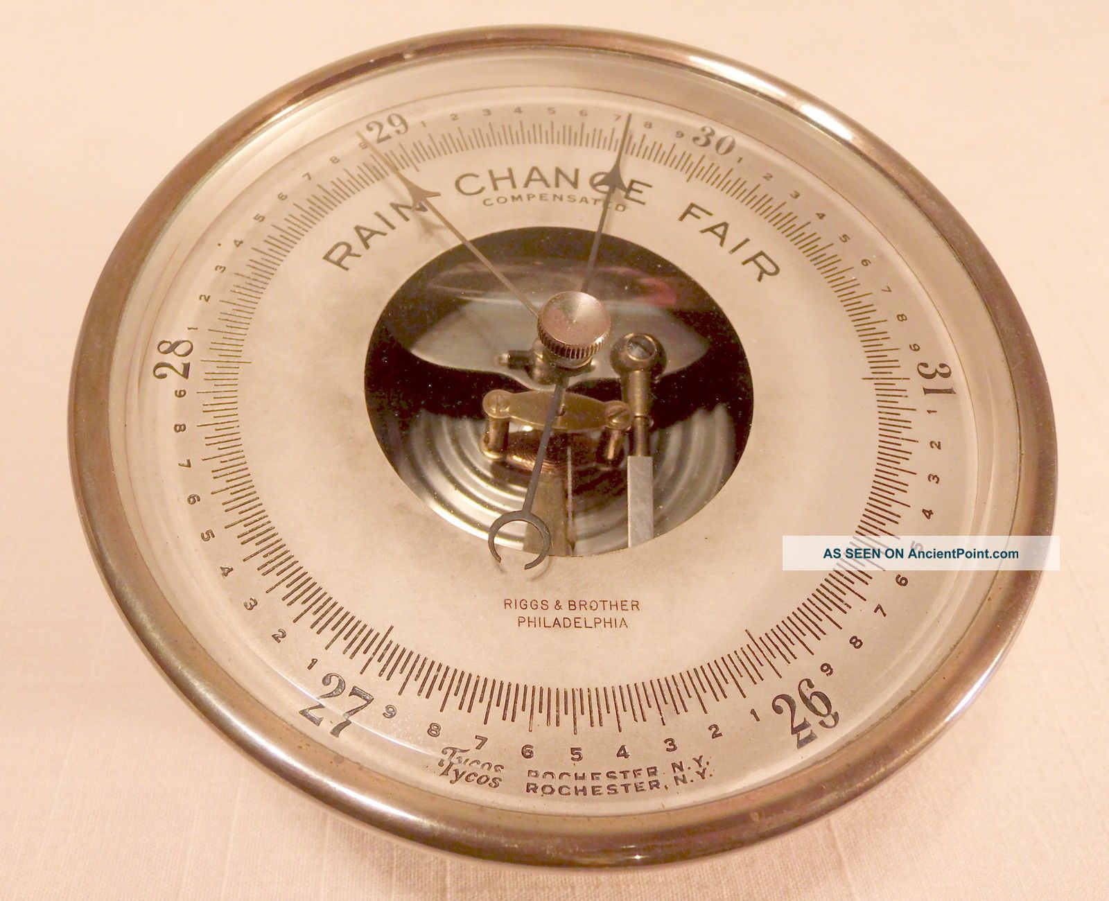 C1910 Riggs & Brother Philadelphia Tycos Aneroid Barometer 5 1/4 