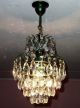 Ceiling Light Brass French Antique Vintage Green Waterfall Crystal Chandelier Chandeliers, Fixtures, Sconces photo 2