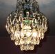 Ceiling Light Brass French Antique Vintage Green Waterfall Crystal Chandelier Chandeliers, Fixtures, Sconces photo 4