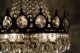 Antique Vintage French Basket Style Brass & Crystals Chandelier Ceiling Lamp Chandeliers, Fixtures, Sconces photo 6