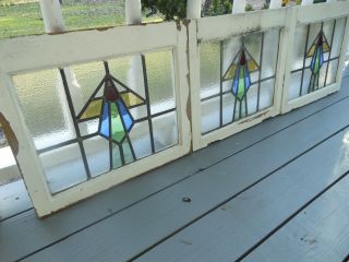 Jf221 Lovely Older Multi - Color English Leaded Stained Glass Window 3 Available photo