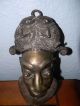 Antique Bamileke Cameroon Brass N ' Kang Hip Face Maskafrican - Tribal Other African Antiques photo 1