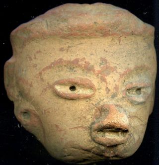 Pre - Columbian Mounted Early Mayan Figure Head,  Ca; 500 - 200 Bc photo