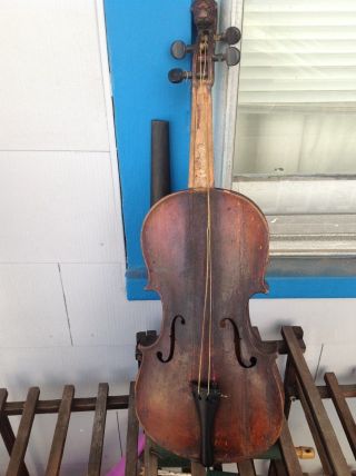 Antique Violin & Case / Carved Griffin Head / Head Dress / Owner Provenance photo