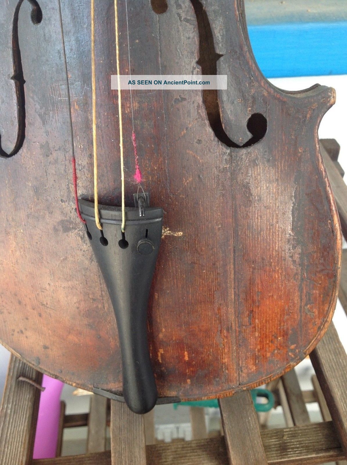 Antique Violin & Case / Carved Griffin Head / Head Dress / Owner Provenance