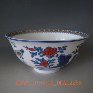 Chinese Porcelain Bowl Of Hand - Painted Flowers And Chicken Qing Qianlong Mark photo