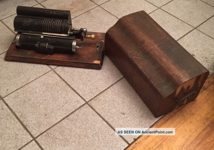 Rare Thales German 1900s Pinwheel Arithmometer Ce Model Calculator Wooden Case Cash Register, Adding Machines photo