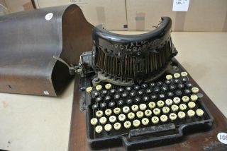 Antique Typewriter Royal Bar Lock 10 W/ Rare Wooden Case Ecrire Escribir photo