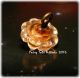 Antique Charmstring Button Base Of Amber Glass W A Pudding Molded Clear Cap Buttons photo 1