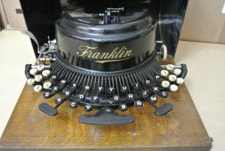 Antique Typewriter Franklin 7 W/ Metal Case Ecrire Escribir photo