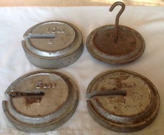 Vintage Hanging Platform Scale Weights With 2 - 1/2 
