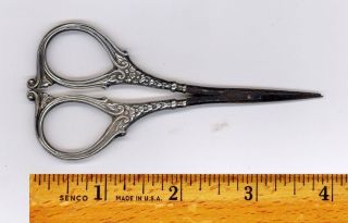 Scissors Sterling Silver Sewing Small Darning Embroidery Antique 1800 photo
