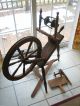 Late 1800s Antique Spinning Wheel With Spool Flyer Wool Brush & Bobbin 17 