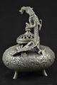 China Miao Silver Carving Auspicious Dragon Open Its Claws Incense Burner Incense Burners photo 4