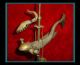 Fabulous Bronze Greek / Roman Whale & Dolphin 2 Font Oil Lamp With All Roman photo 1