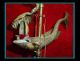 Fabulous Bronze Greek / Roman Whale & Dolphin 2 Font Oil Lamp With All Roman photo 2
