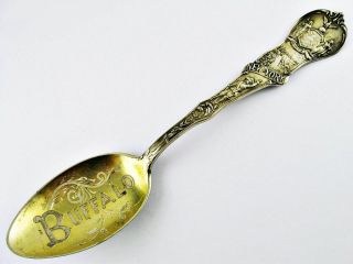 Antique Buffalo,  York Mechanics Sterling Silver Souvenir Spoon 5 & 3/4 