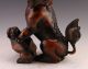 Oriental Vintage Bronze Gilt Handwork Carved Statue - - Foo Dog Other Chinese Antiques photo 2