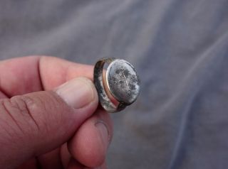 Ancient Medieval Or Viking Silver Ring With Engraved Cross photo