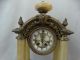 Antique Victorian Bronzed Spelter & Onyx Old Pillar Style Mantel Gilbert Clock Clocks photo 1