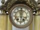 Antique Victorian Bronzed Spelter & Onyx Old Pillar Style Mantel Gilbert Clock Clocks photo 3