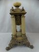 Antique Victorian Bronzed Spelter & Onyx Old Pillar Style Mantel Gilbert Clock Clocks photo 7