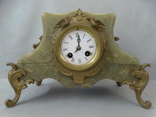 Antique Art Nouveau French Onyx Mantel Clock Old Base For Lady Statue Sculpture photo