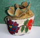 Vintage Ute Indian Beaded Drawstring Purse,  Native American,  Leather,  Floral Native American photo 2