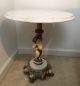 Antique French Marble Top Cherub Iron Base Side Table - Vintage Round Pedestal Post-1950 photo 2