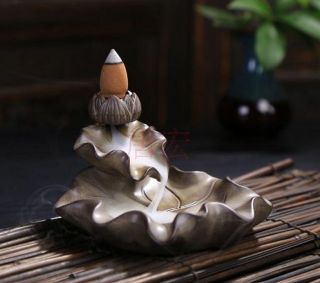 Ingenious Chinese Ceramic Handmade Incense Burner - - Lotus Leaf Qh143 photo