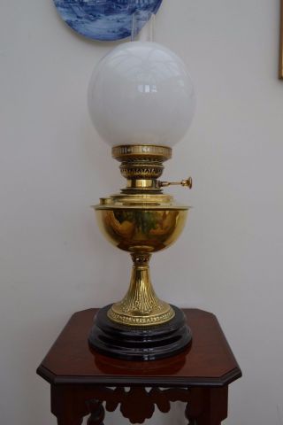 Vic/edwardian Brass Centre Draft Oil Lamp photo