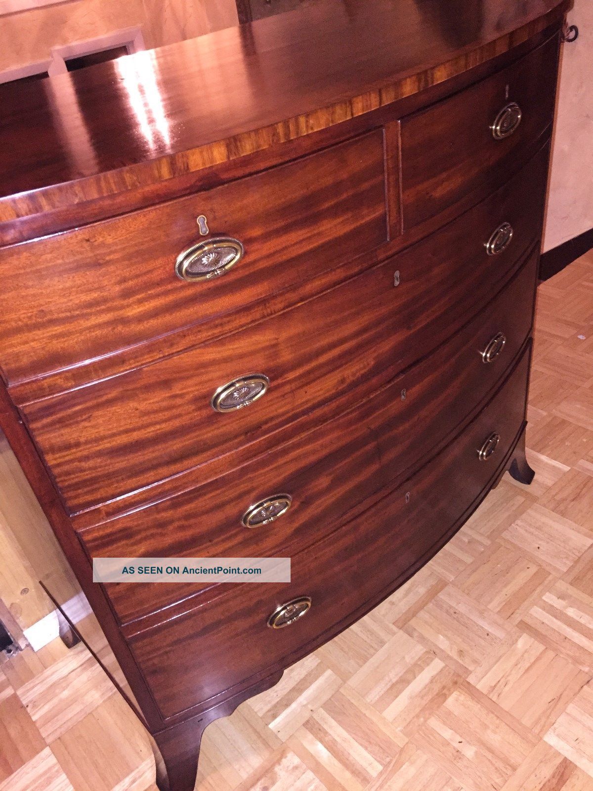 The Best American Bow Front Federal Mahogany Chest Of Drawers Circa 1780 Pre-1800 photo
