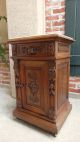 Antique French Carved Oak Nightstand Display Stand Table Renaissance Marble 1800-1899 photo 5