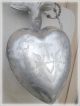 Large Rare Old French Heart Ex Voto Virgin Mary Metal Silver Engraved 1890th Other Antiquities photo 6