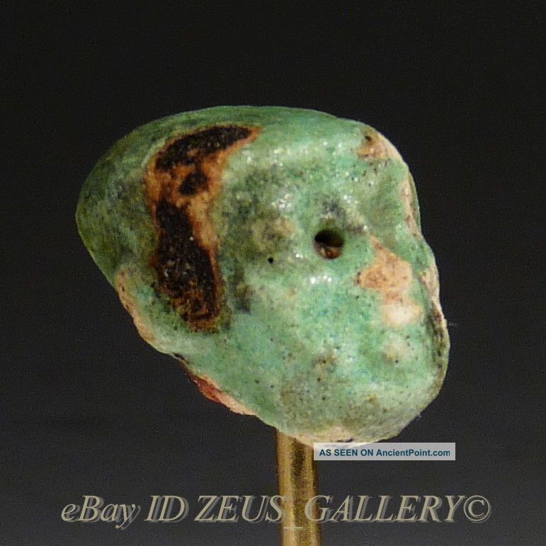 Egyptian Male Head Figure Ptah Pataikos Green Glazed Faience Ancient Amulet Egyptian photo