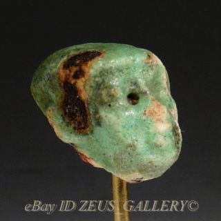 Egyptian Male Head Figure Ptah Pataikos Green Glazed Faience Ancient Amulet photo