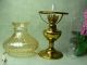 Rare Vintage Brass Table Lamp Oil Lamp Style With Glass Shade 20th Century photo 1