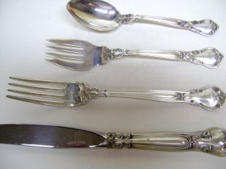 4 Pc Place Setting Gorham Chantilly 1895 Sterling Silver Flatware - Place Size photo