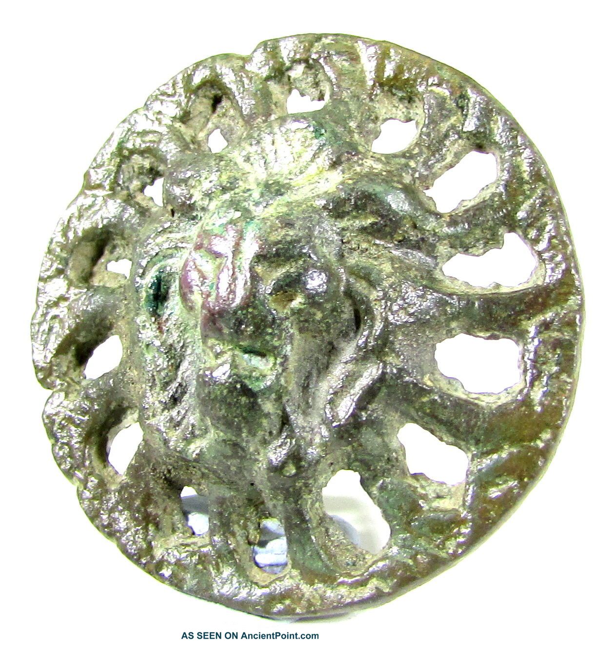 Scarce Authentic Roman Bronze Belt Fitting - Mount - With Lion - C.  Ad 100 - W15 Roman photo