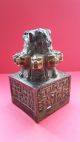 Antique Chinese Bronze Multi Headed Bear Seal 4 Text Panels And Base Seal C1900 Chinese photo 3